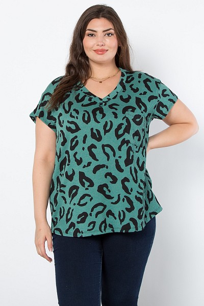 PT11580 URBAN RIB PRINT V NECK TEE